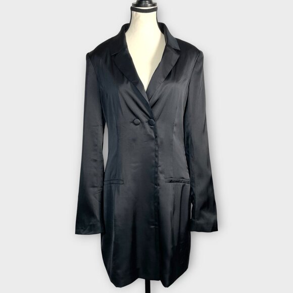 Abercrombie & Fitch Black Satin Blazer Mini Dress SMALL TALL (ST) - Picture 4 of 11